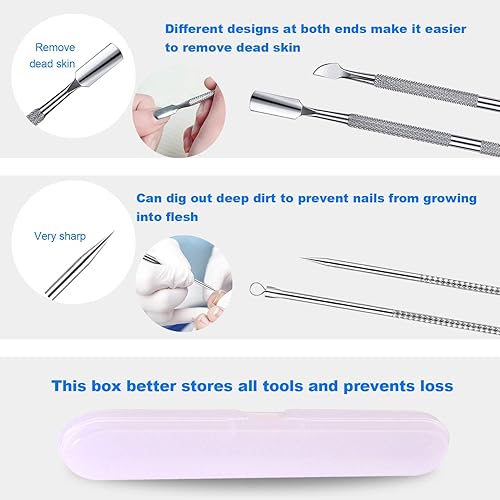Miniatura 4 de jindian - Kit de herramientas de pedicura para uñas encarnadas, lima de uñas y levantador de uñas, empujador de doble cara, kit de manicura de uñas