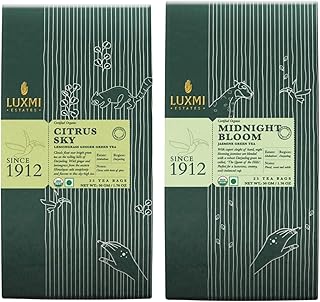 Luxmi Estates Green Tea Assortement Pack of 6 | 3 Midnight Bloom Jasmine Green Tea & 3 Citrus Sky | 25 Tea Bags (50g) Pack...