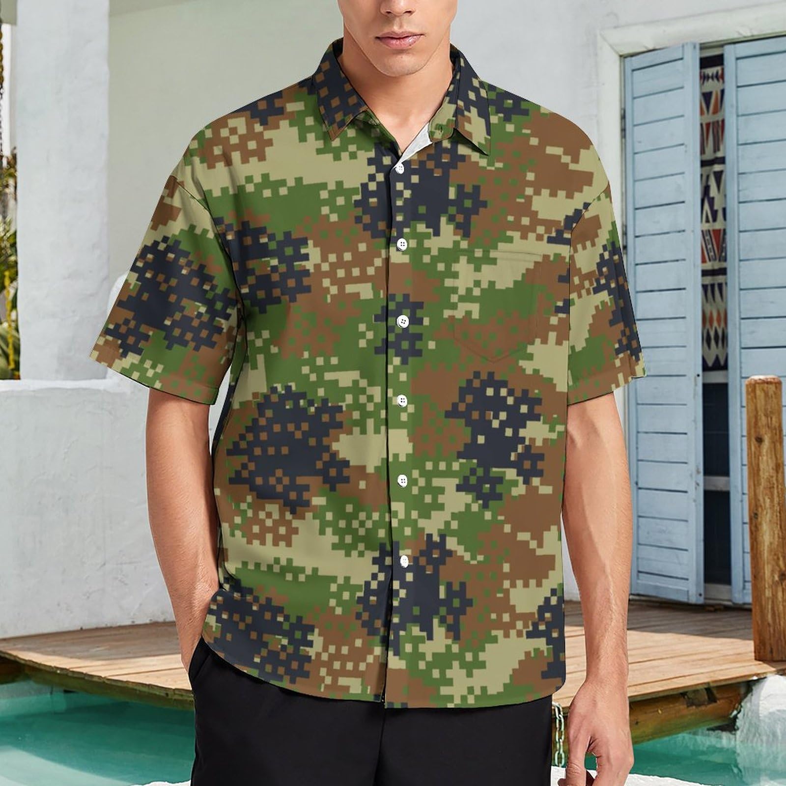 Amazon.co.jp: シャツ メンズ 半袖 迷彩 カモフラ柄 夏服 上着