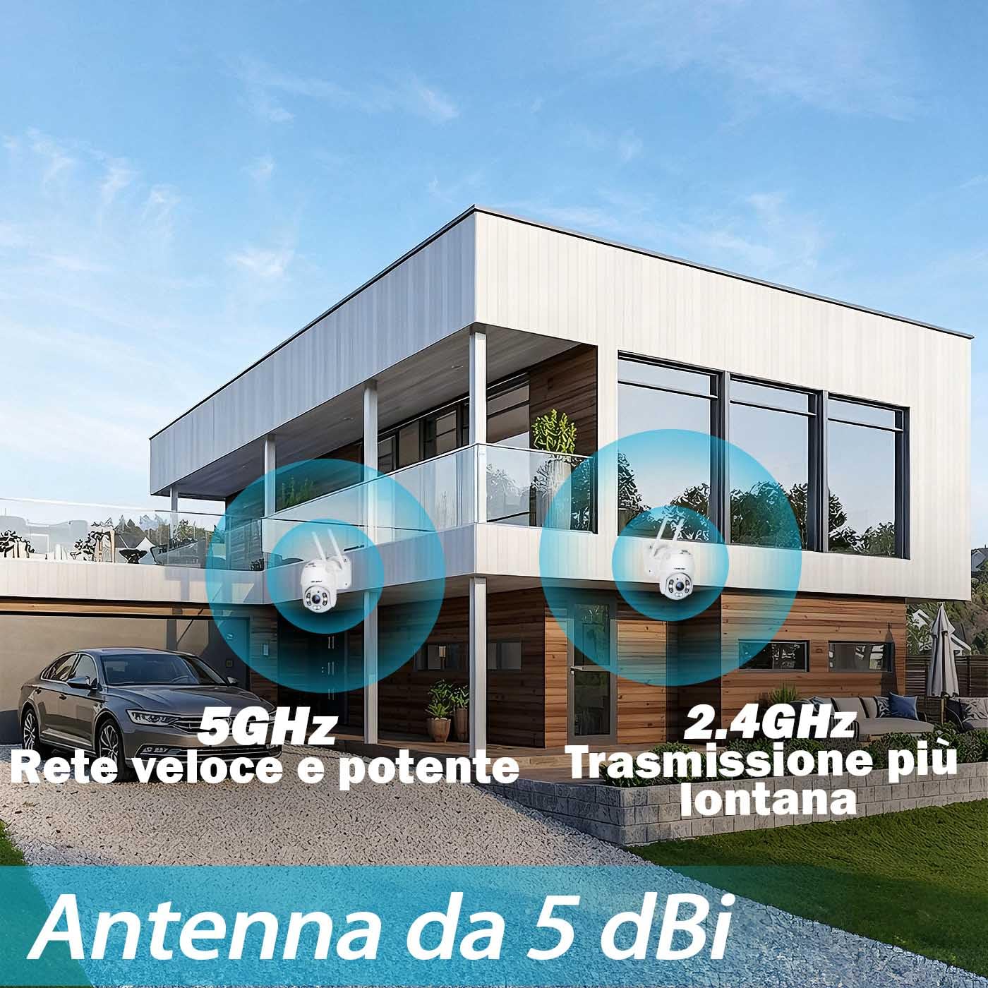 GENBOLT 2.5K Telecamera Wi-Fi Sicurezza Esterno PoE PTZ | DC & PoE, Visione Notturna a Colori, Zoom Digitale 4X, 2-Audio, Allarme Sonoro e Luminoso