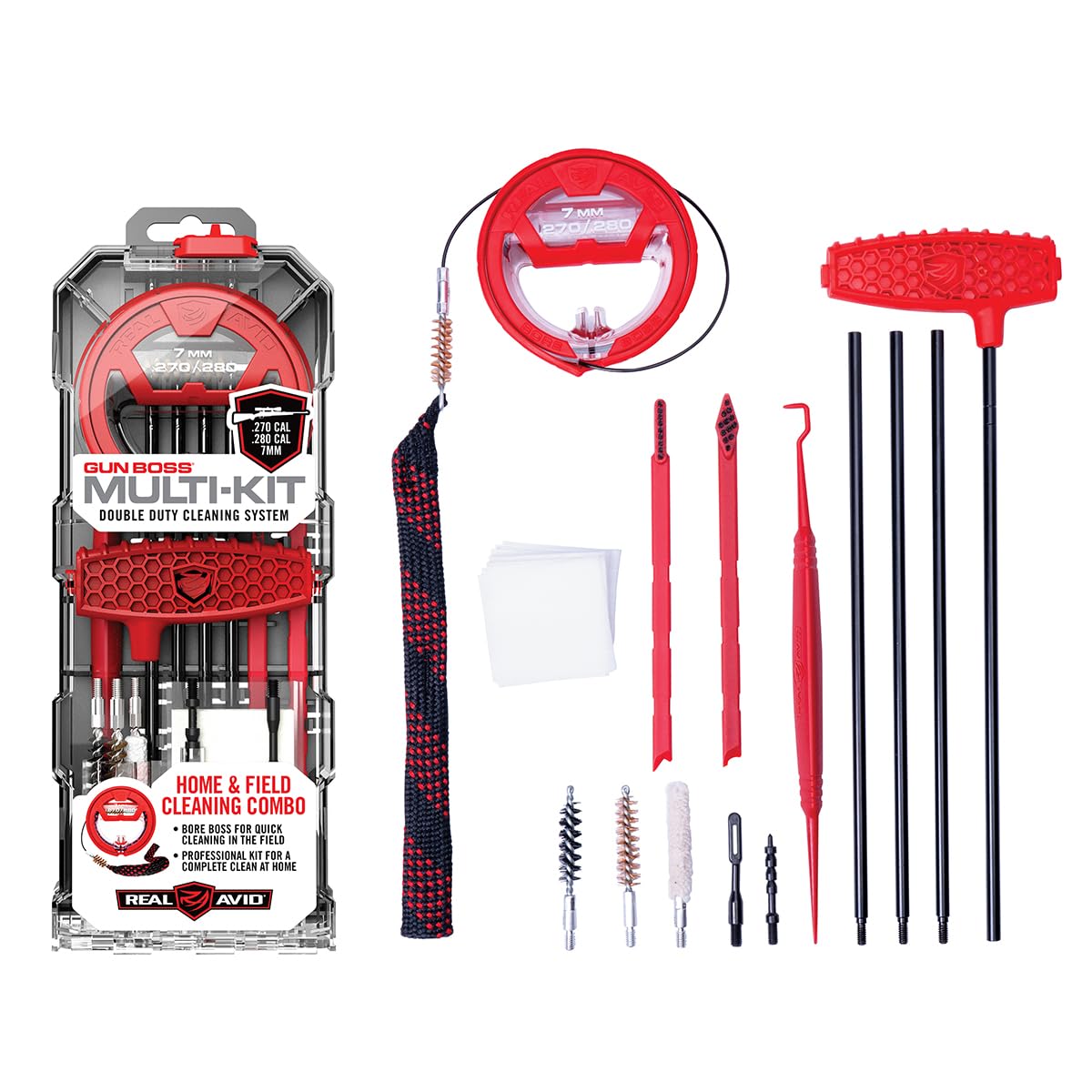 Real Avid Rifle Cleaning Kit for .270cal/.280cal/7mm Caliber Rifles - Gun Cleaning Kit with Gun Snake, Bore Brush Set Cleaning Rod & Rifle Accessories