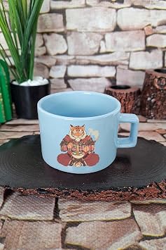 Ramen Tiger 1 Bask l  Japon Kaplan Noodle Anime Sanat  Kare Kulplu Fincan Mavi Kupa Bardak, QBNF5299