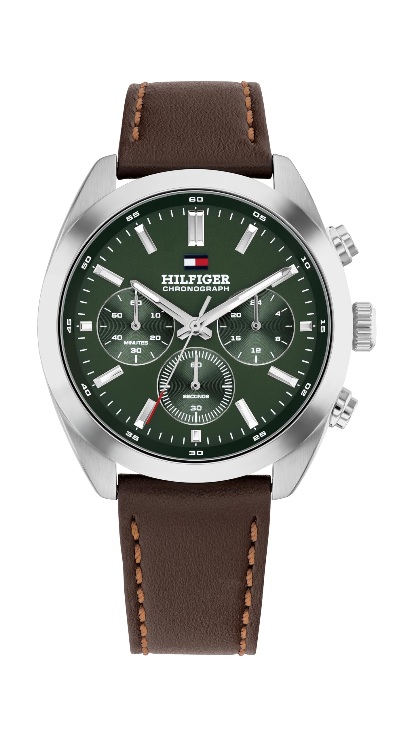 Tommy Hilfiger Chronograph Quartz Watch for Men with Dark Brown Leather Strap - 1710719