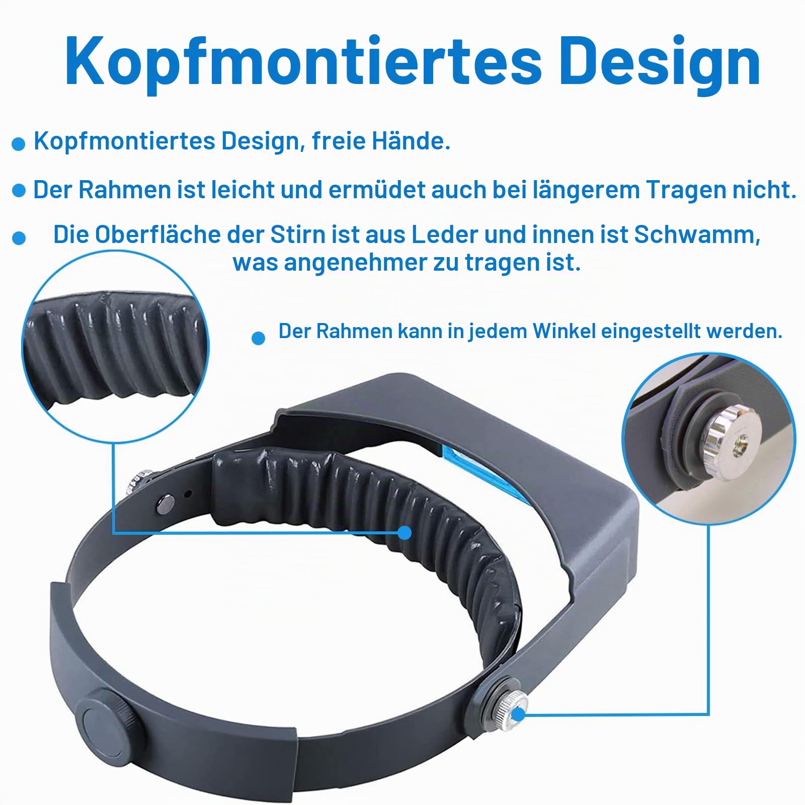 Stirnband-Lupe, Professionelle Doppellinse Kopf-montierte Loupe Schmuck-Lupe, Leseviser Opitcal Glas Fernglas Lupe mit Linsenvergrößerung-1.5X 2X 2.5X 3.5X für Reparatur, Handwerk