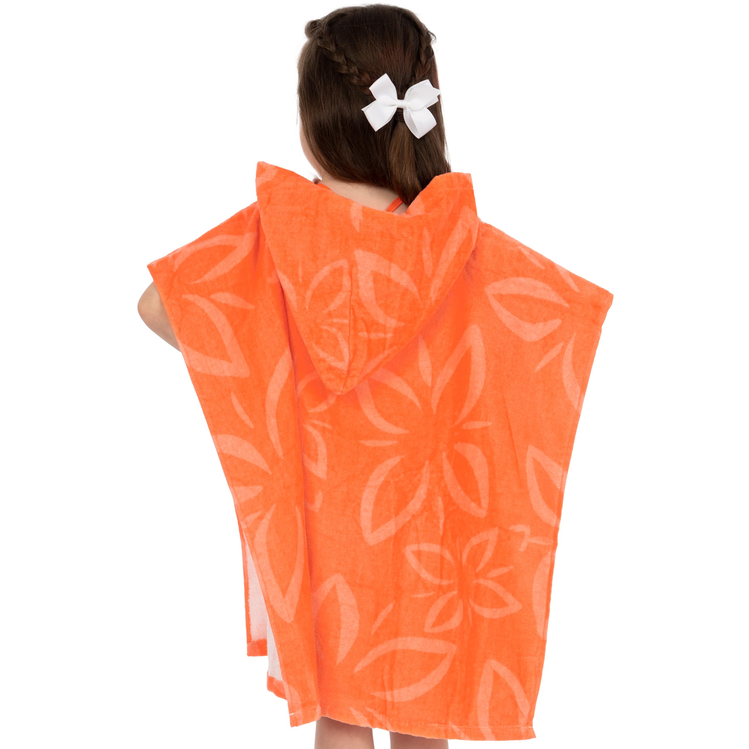 Disney Poncho | Ręcznik Poncho Vaiana dla Dzieci | Dziewczęcy Bawełniany Ręcznik Plażowy | Kąpielowy z Kapturem | Pływania | One Size | Pomarańczowy