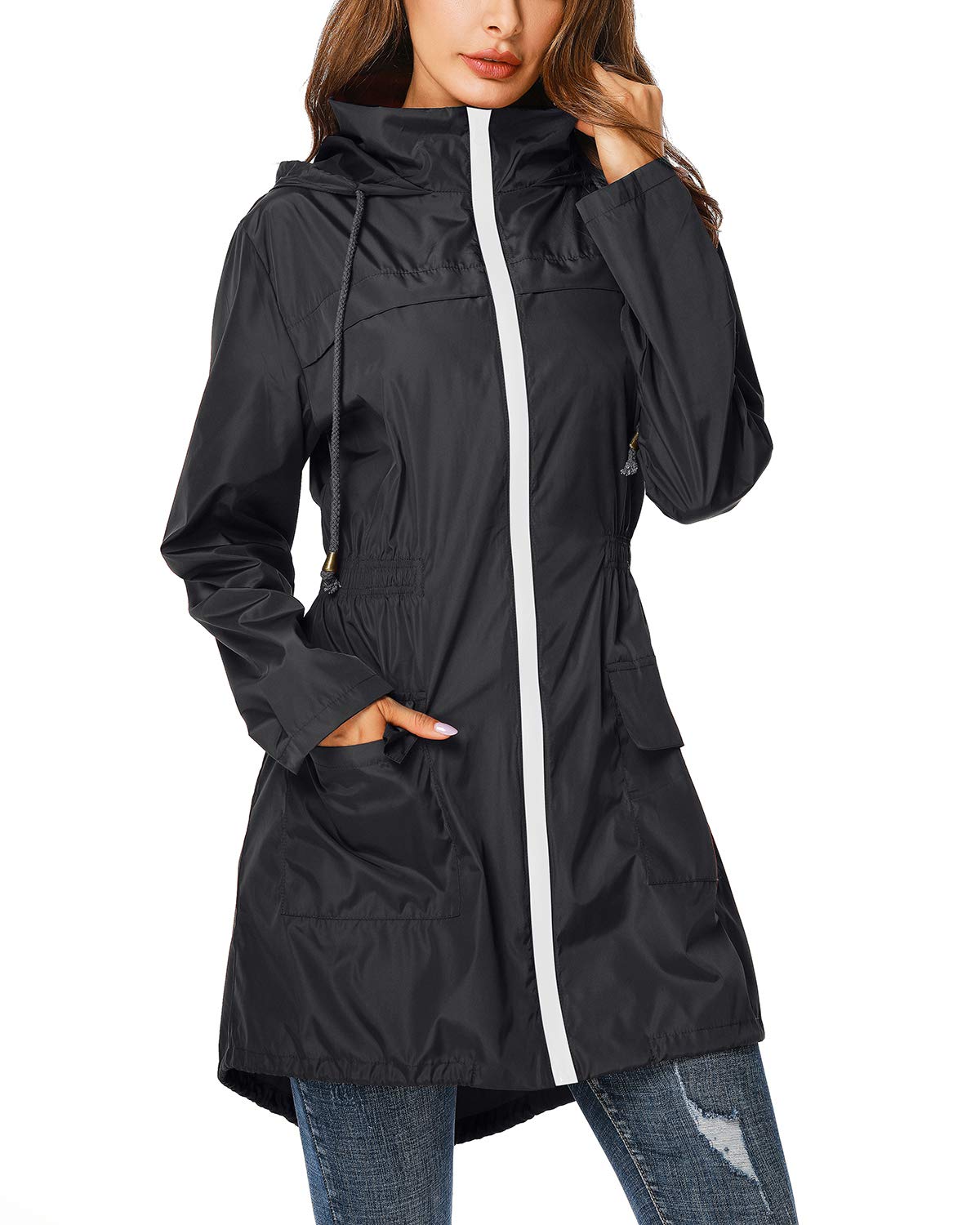 Zegolo Rain Jacket Windbreaker Womens Lightweight Waterproof