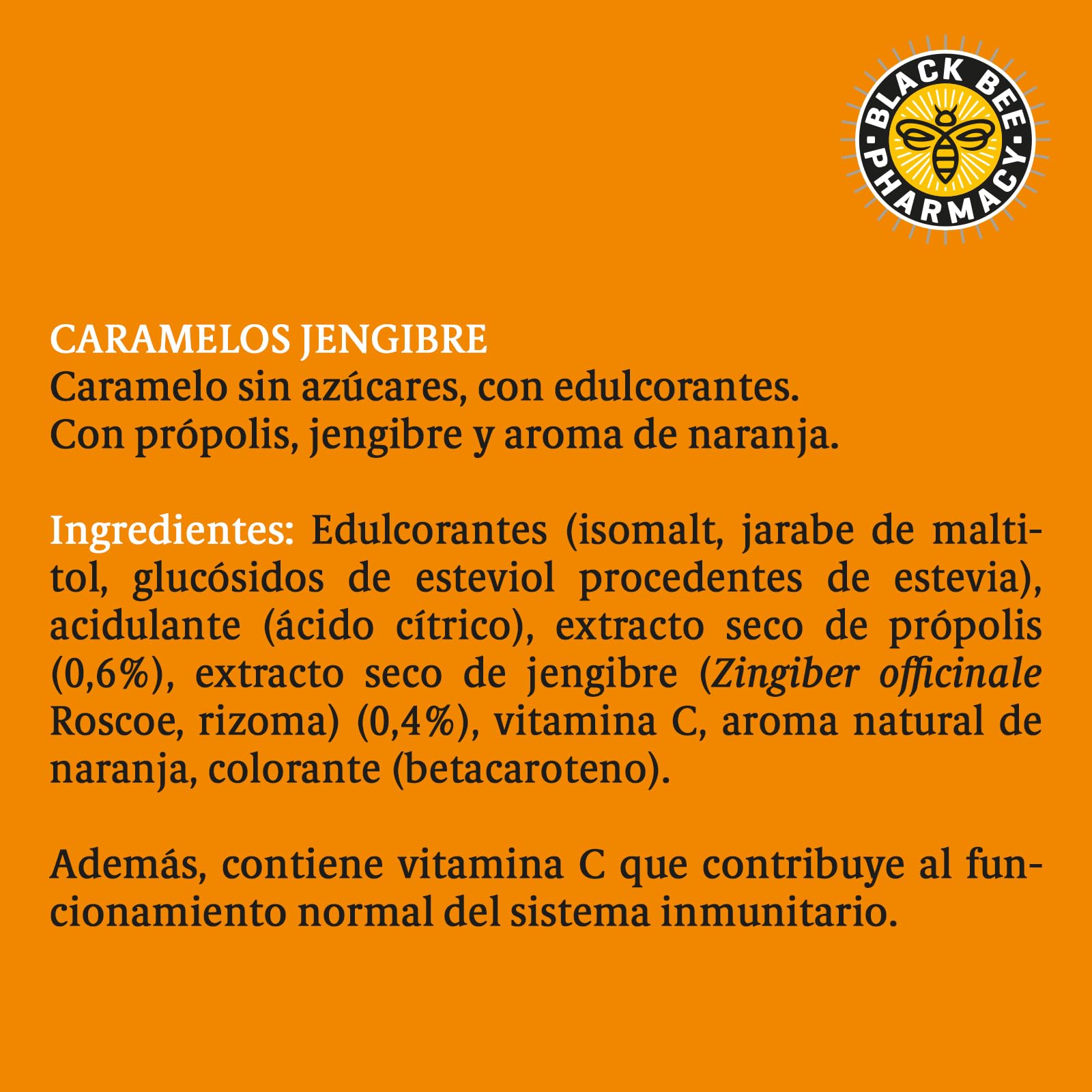 Black Bee Caramelos de Jengibre con Própolis y Vitamina C, 18 ud.