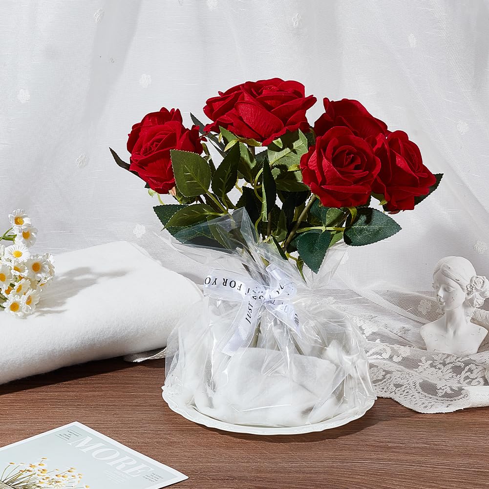 AHANDMAKER 100Pcs Clear Flower Bouquet Wrapping Bag, Flower Water Retainer Bags Floral Bouquet Wraps for Gift Packaging, Flower Bouquet Packaging Bags for Christmas Valentine Mother's Day Wedding
