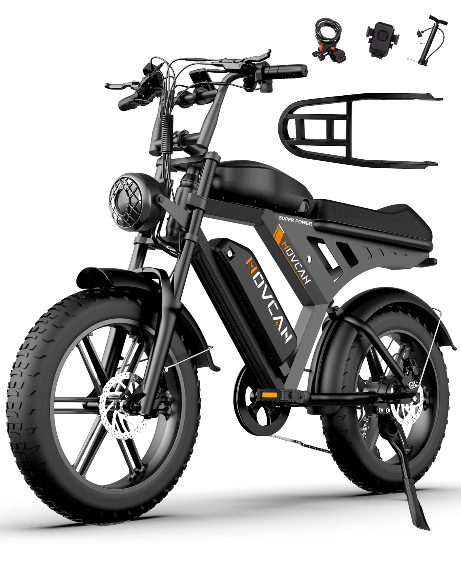 MOVCAN V30MAX/V30 Electric Bike for Adult 1500W/1000W Motor 20 in Fat Tire Ebike,Up to 32MPH/28MPH 120/70 Miles,31.2/15.6 AH Dual Battery, 7 Speed Gear Hydraulic/Disc Brake Electric Motorcycle Bike