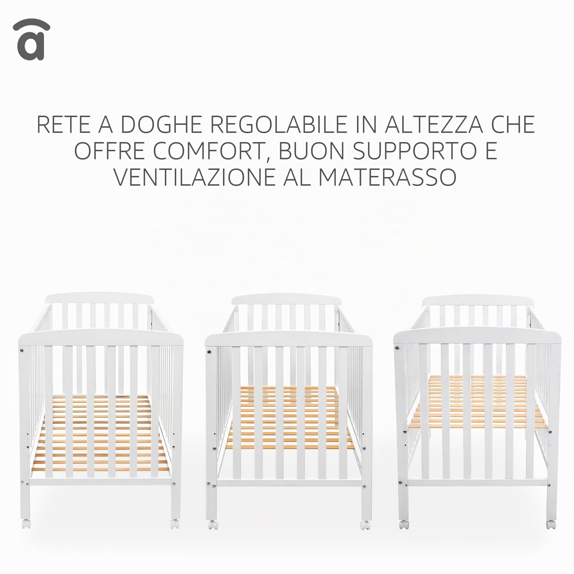 Asalvo 12371 - Culla di legno, 120 x 60 cm, Colore Bianco