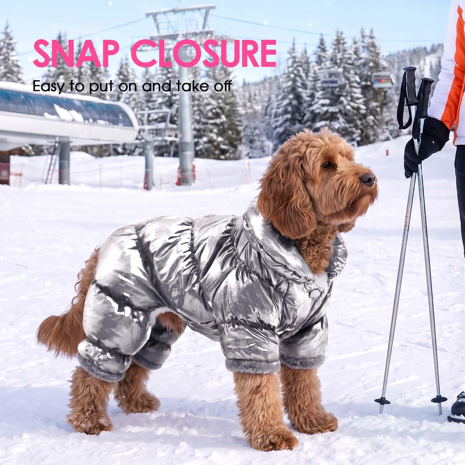 AOFITEE Abrigo de invierno para perro, cálido, impermeable, para cachorro, ligero, acolchado al aire libre, traje de nieve resistente al viento, ropa para perros pequeños, color plateado, XL