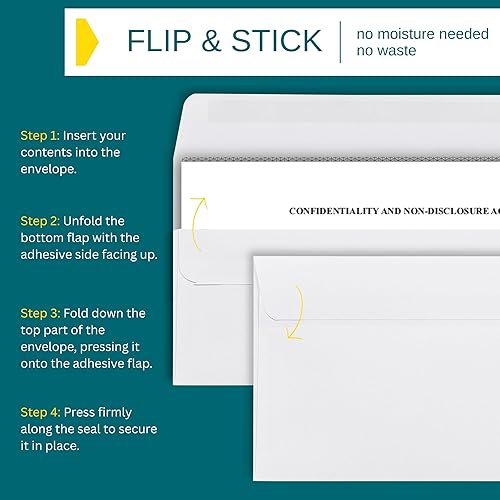Miniatura 4 de Sobres de ventana izquierda #10 autosellables, paquete de 80 unidades, 4 18 x 9 12 pulgadas, sobres comerciales #10 con cierre abatible y sellado,