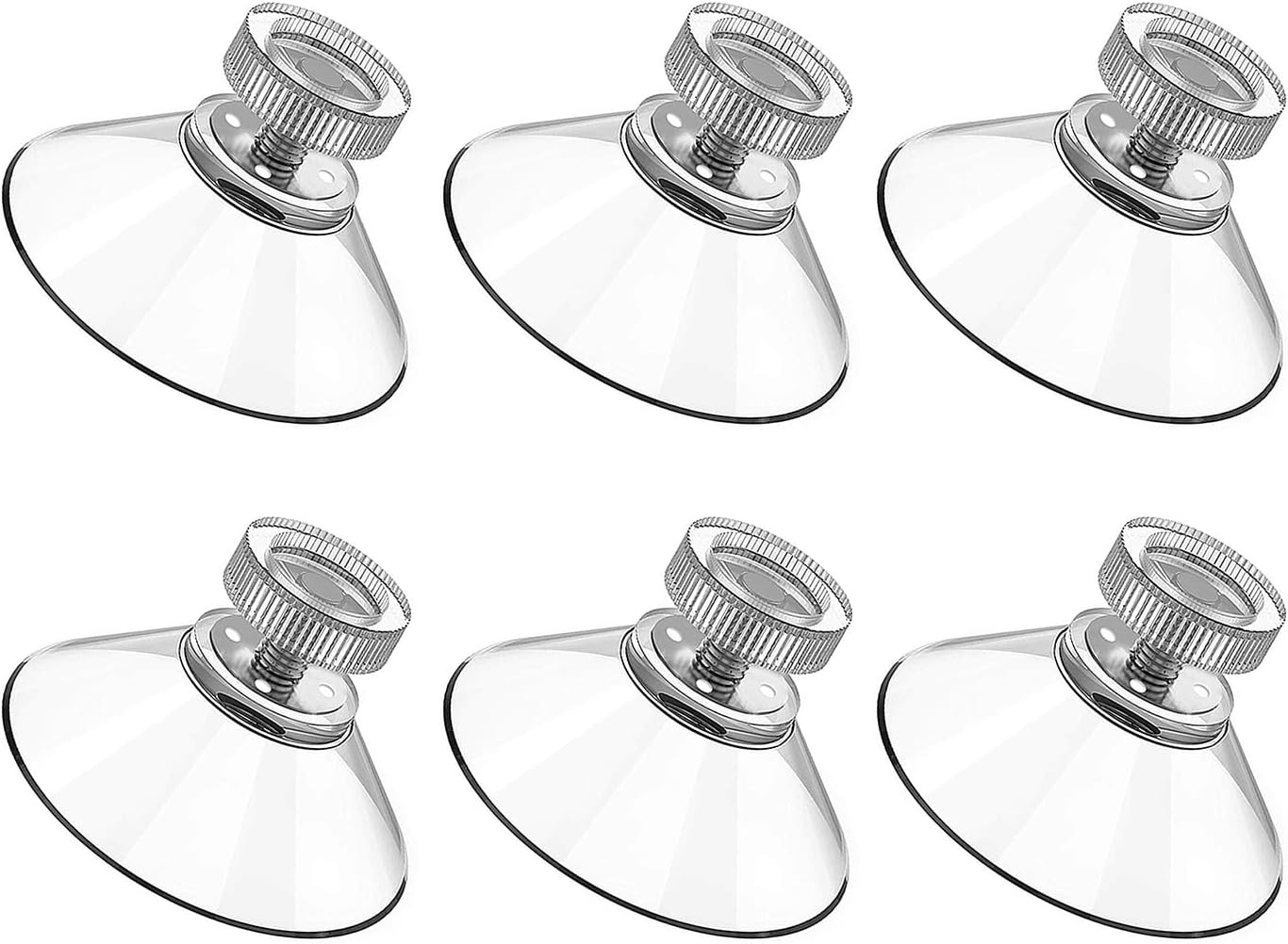 6pcs Screw Suction Cups Glass Suction Pads 41mm Clear PVC Plastic Sucker Pads Without Hook Extra Strong Suction Power Holder for Bathroom Wall Window Car Shade License Plates