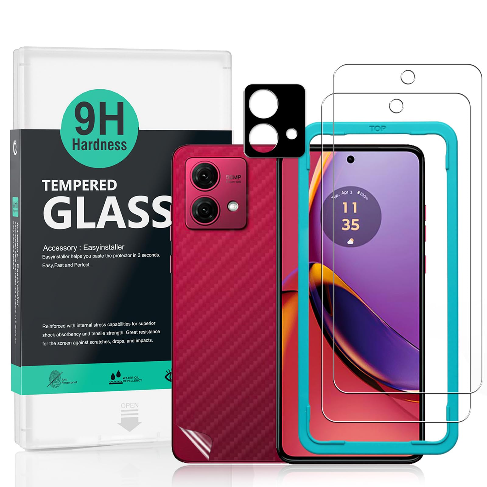 Ibywind 2 Pack Screen Protector For Motorola Moto G84 5G 6.5",9H Hardness Tempered Glass,With 1Pc Camera Lens Protector,Easy to Install