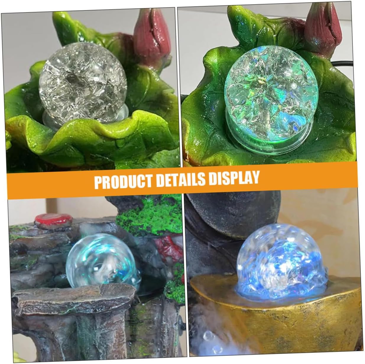 Zerodeko 2pcs Bubble Crystal Ball for Tabletop Water Fountain Decoration Stunning Visuals with Stand Versatile Crystal Sphere Decor for Home and Office Use