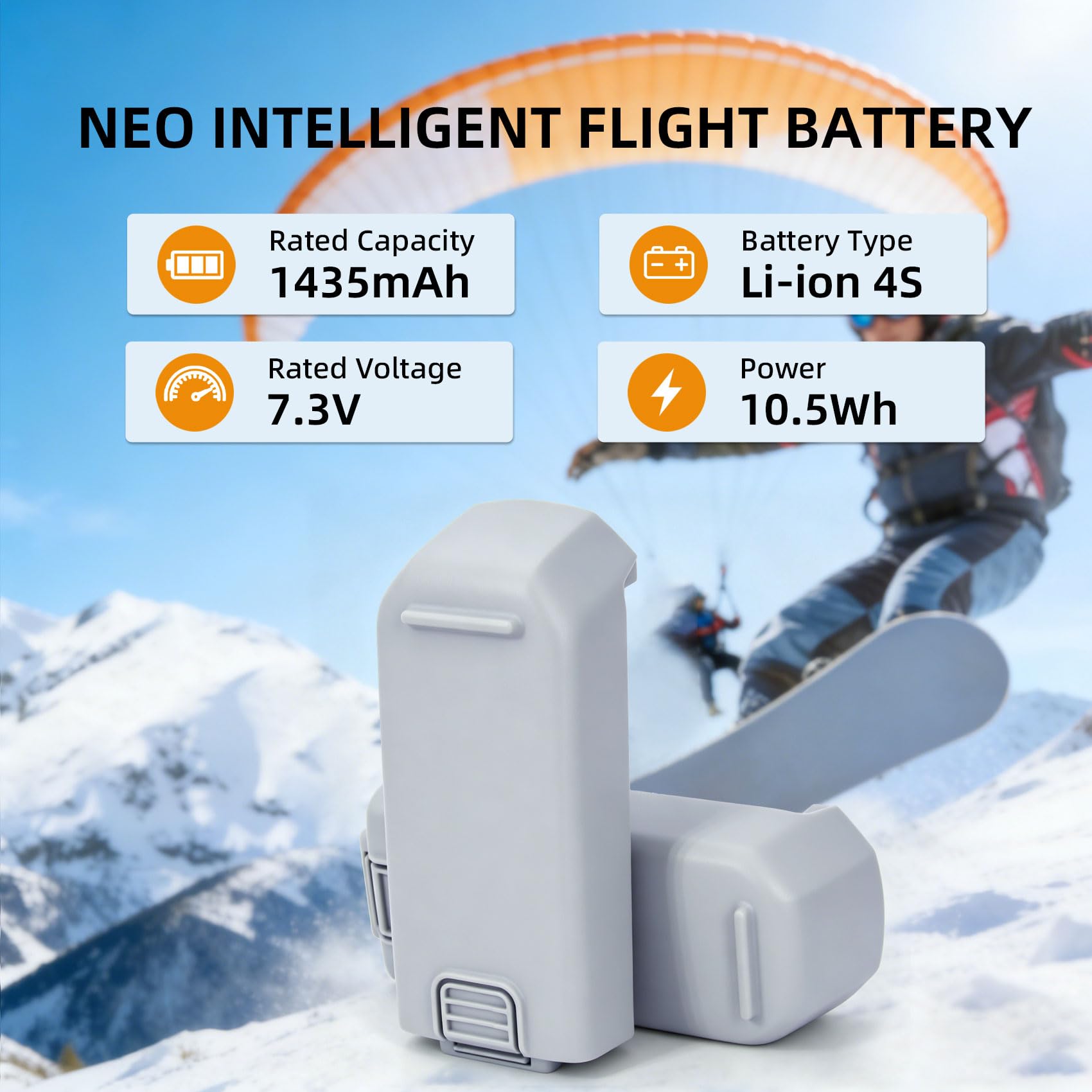 DJI Neo Batterie Li-ion 1435 mAh Lot de 2 Rechange Intelligente Compatible Drone DJI Neo