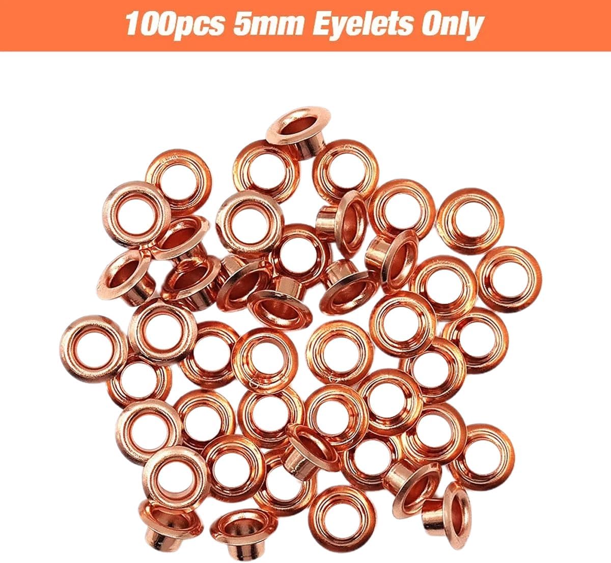 Queenbox 3/16in Metal Round Grommets Eyelets with Washers for DIY Clothing Leather Bag Shoes Canvas, Rose Gold