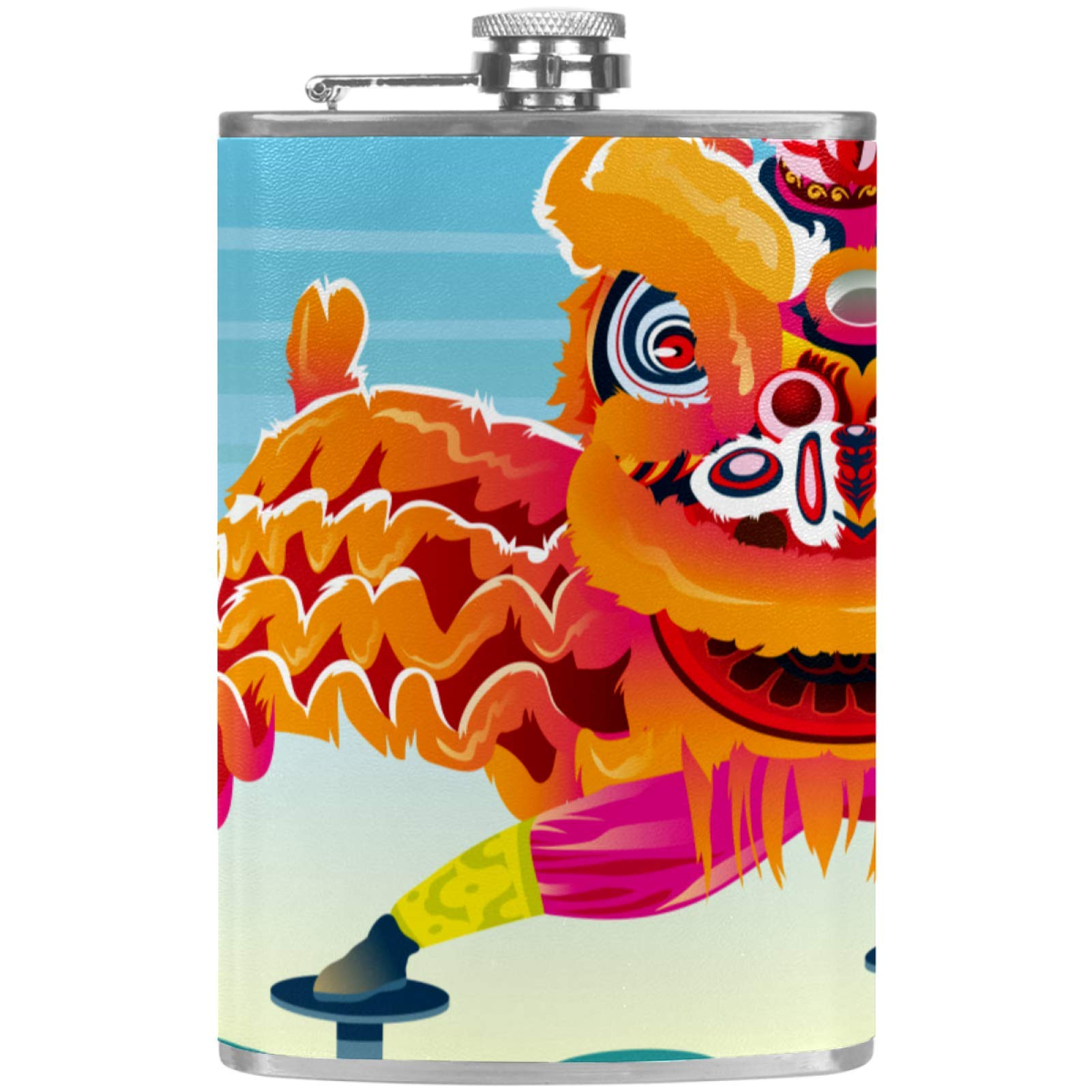 Flasque à whisky de poche pour camping et pêche bouteille cuir au design Lion traditionnel