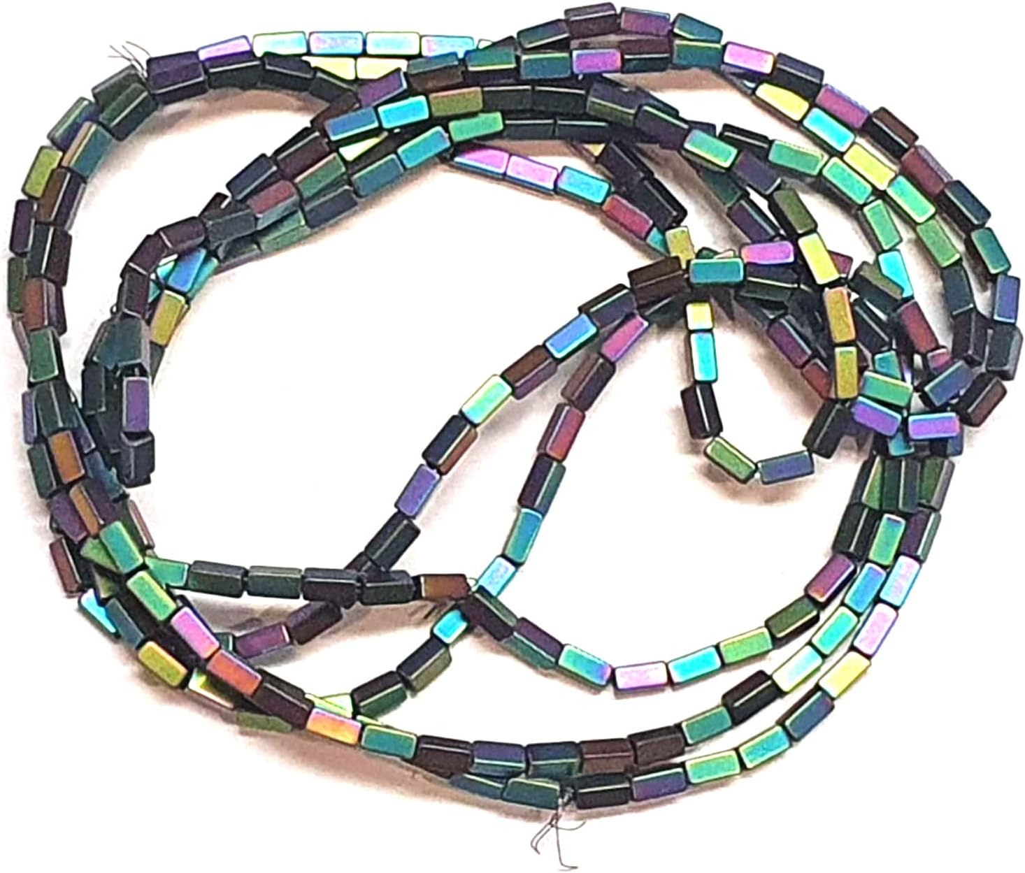 Perlin Hematite Rainbow Beads Hematite Rectangular 4.5 x 2 x 2 mm Non-Magnetic Multicolour Gemstones 1 Strand for Jewellery Making Bracelet Necklace Earrings DIY Crafts Accessories 90 Pieces - Image 2