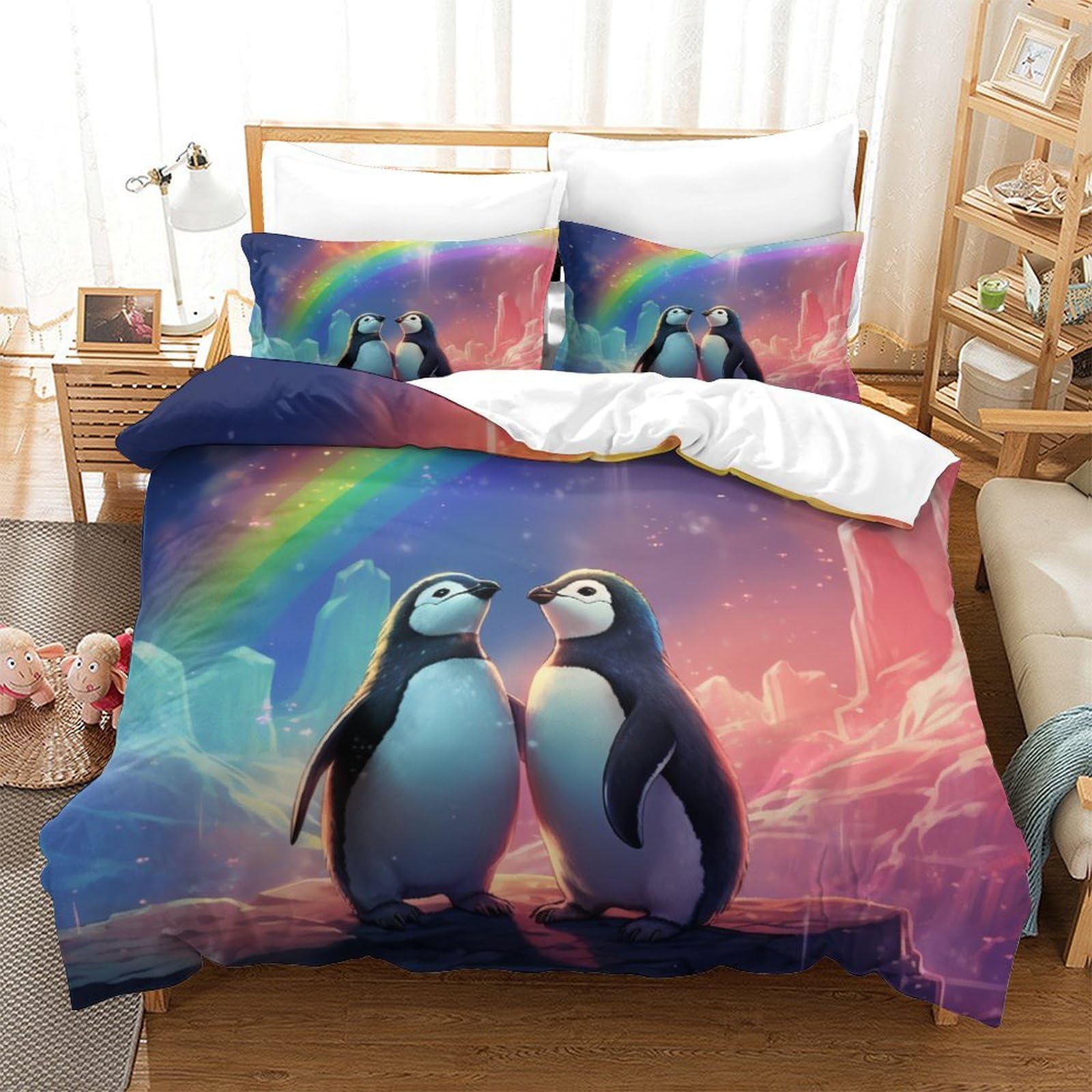Housse de couette pingouin 3D pour la décoration d'une chambre