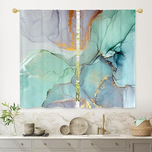 Miniatura 10 de Gibelle Cortinas de cocina de eucalipto estilo bohemio, rústico, floral, botánico, hojas verdes salvia, pequeñas cortinas cortas para cafetería,