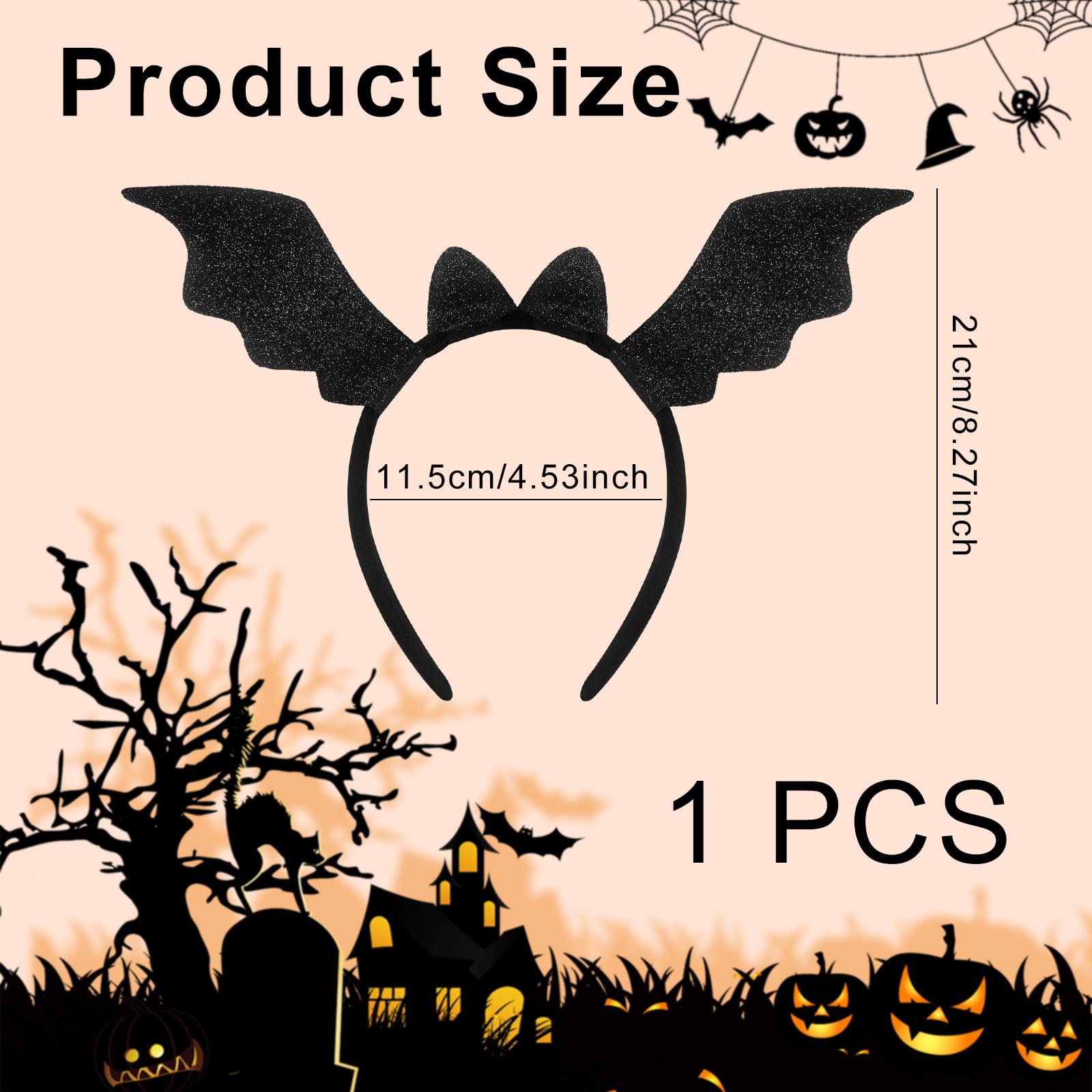 MICJLLT Halloween Bat Headband for Women,Bat Ears Headband Witch Headwear Trick or Treat Fancy Dress Costume Accessories wtih Bats Wing Shape,Halloween Headbands Adult One Size Masquerade Supplies - Image 2