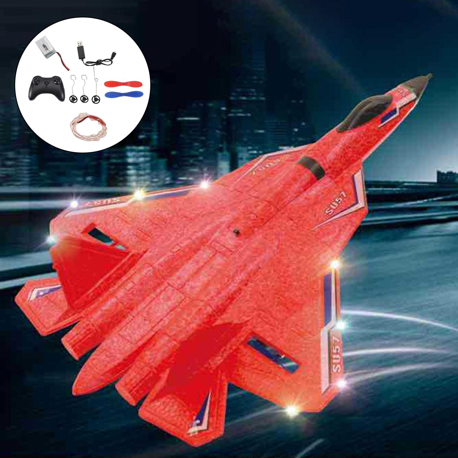 Avión de Juguete de Espuma con Control Remoto 2.4G, Ideal para Principiantes, Niños Pequeños, Adultos Y Niños Cumpleaños, Rojo