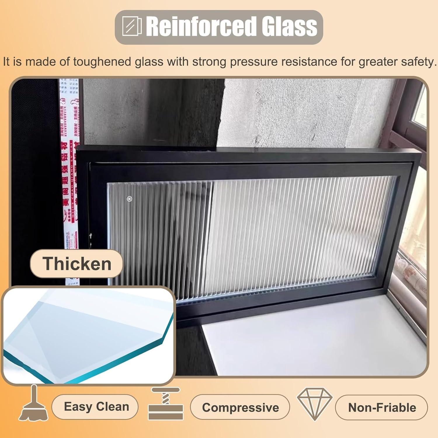 Aluminum Ventilation Window with Black Frame, Rectangular Interior Landscape Window with Handles, Tiny Homes Swivel Windows with Tempered Glass(50 x 40 cm (20 x 16 in))