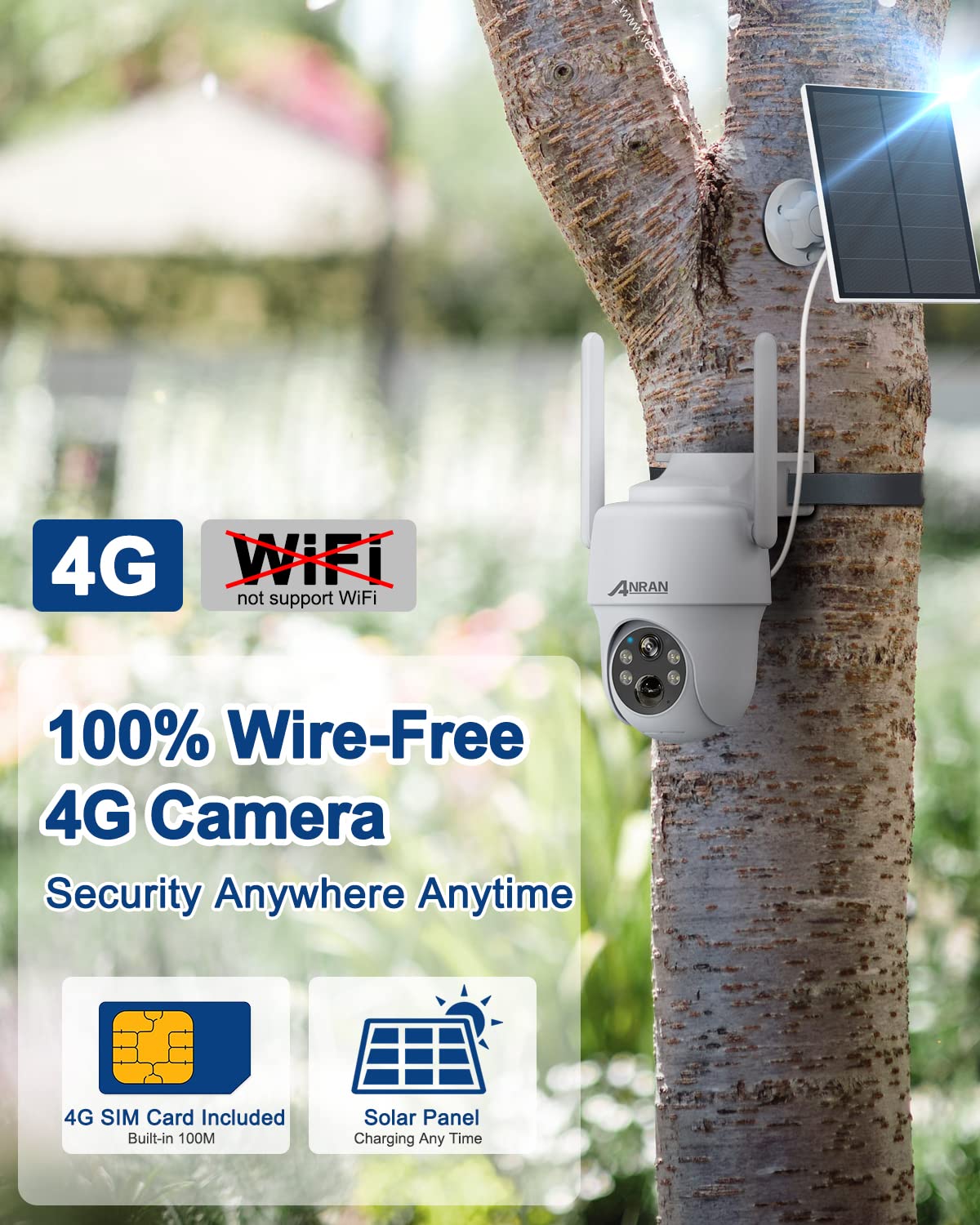 4Gソーラー無線防犯カメラ G1 Pro Amazon.com: ANRAN 4G LTE Cellular Solar Security Camera Wireless