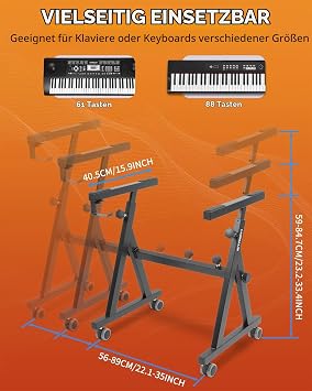 STRICH Piano Keyboard Stand - Adjustable Portable Music Stand for Kids and Adults Fits 54 61 88 Keys Electric Pianos Sturdy Music Keyboard Stand (Z Style)
