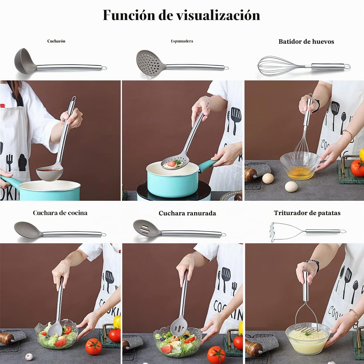38 Pieza Juego De Utensilios De Cocina Con Rejilla Para Utensilios, Cabezal De Silicona Y Mango De Acero Inoxidable, De Cocina Para Juegos De Utensilios, Antiadherentes Utensilios Cocina (Plateado)