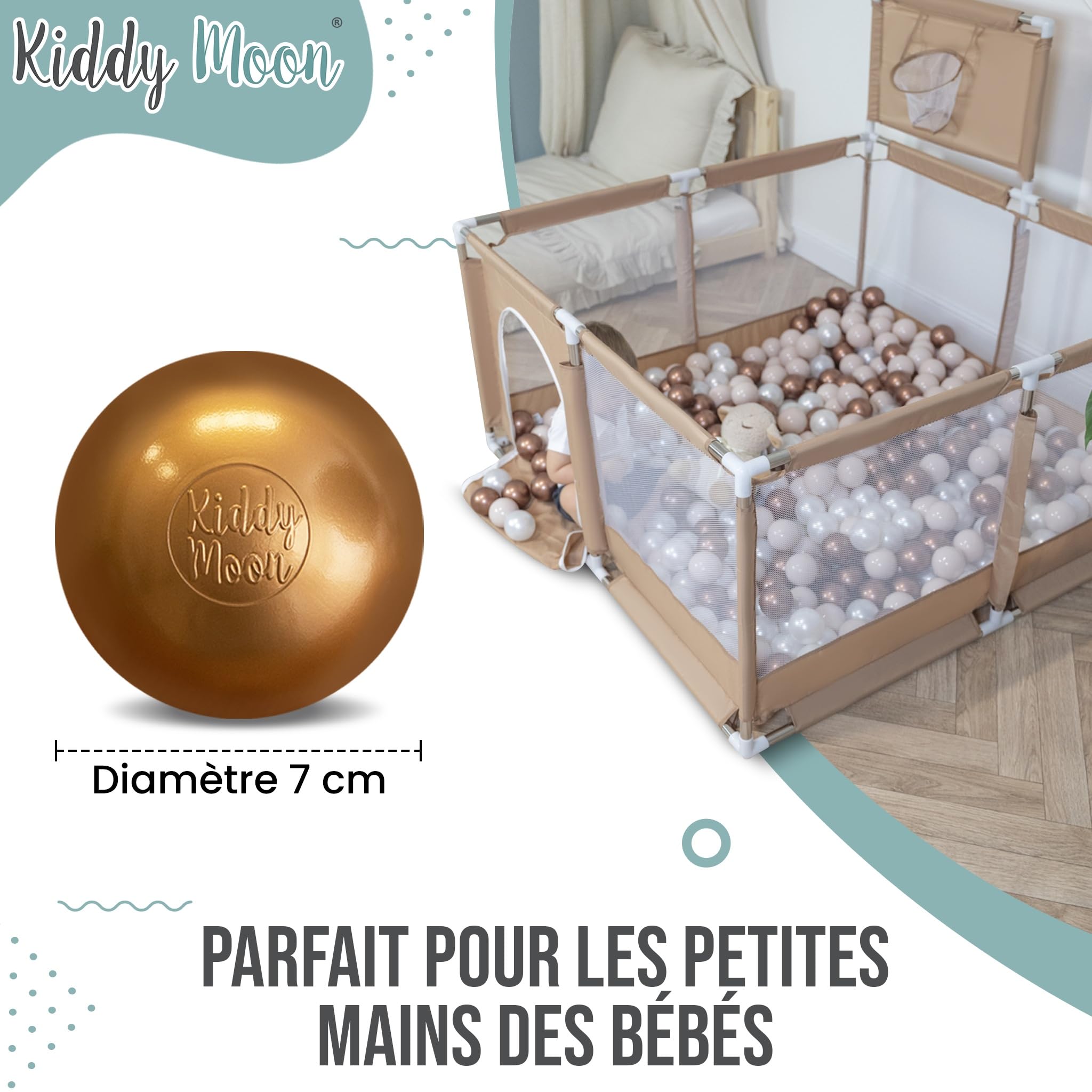 KiddyMoon Balles Colorées Plastique ∅7Cm pour Piscine Enfant Bébé Fabriqué en EU - 3