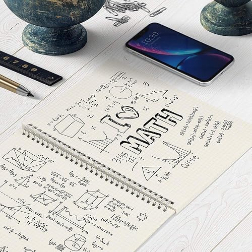 Miniatura 6 de AHGXG Cuaderno de papel cuadriculado A5 en espiral (paquete de 3) diario en espiral de 5.7 x 8.3 pulgadas, cuádruple rayado, con papel grueso de