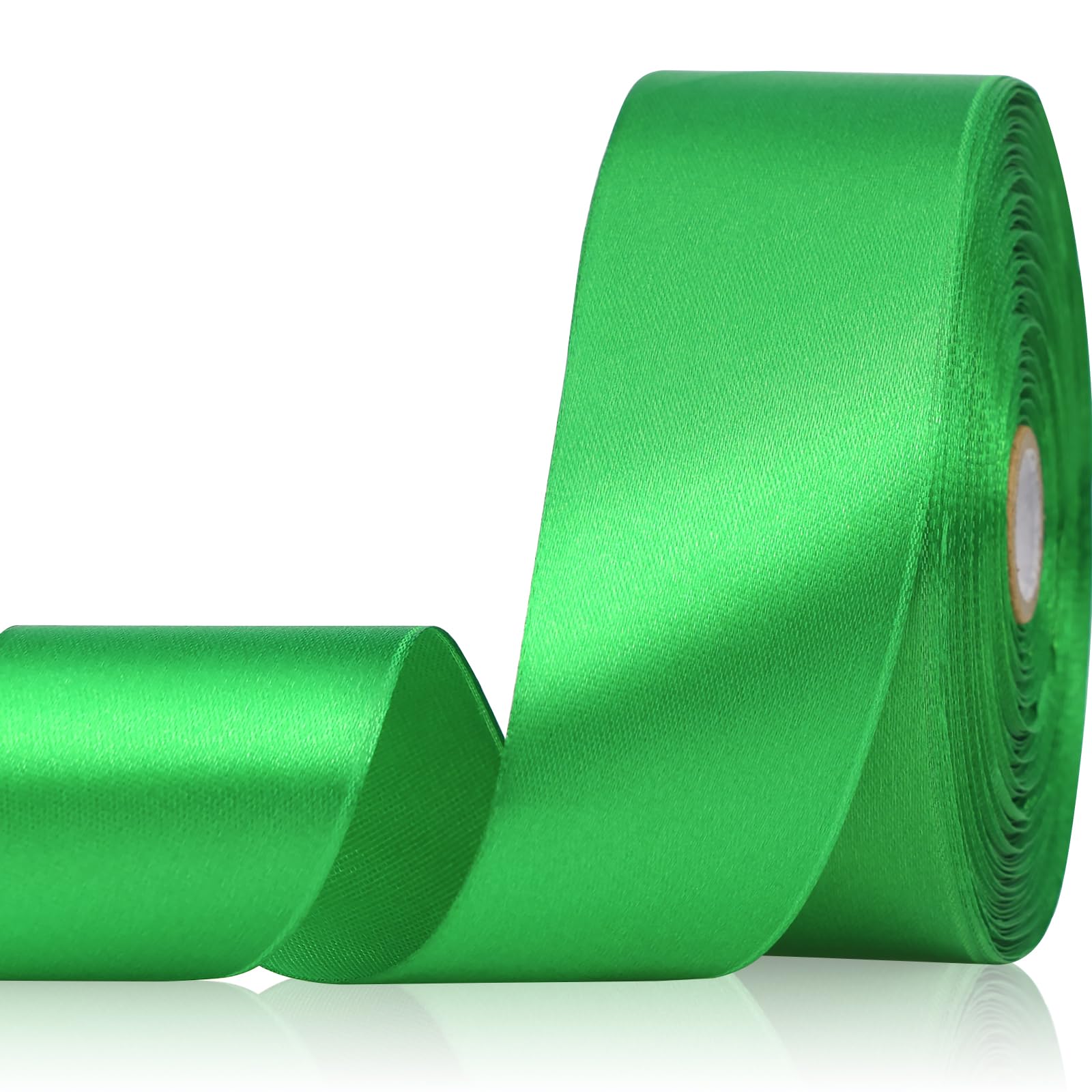 Sagaat Green Ribbon 1-1/2 Inch 50 Yards, Emerald Green Satin Ribbon for Flower Bouquet, Crafts, Gift Wrapping, Bridal Invitations, Hair, Festival and