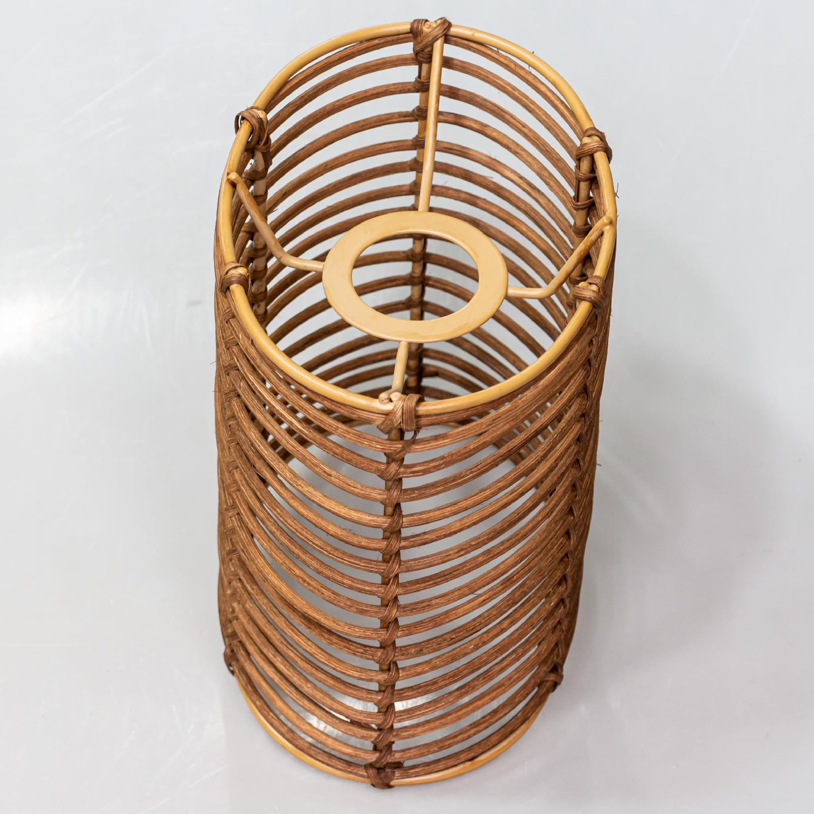 Osasy Coffee Brown Retro Rattan Ceiling Lights Shade, Wicker Light Shades Ceiling Handwoven Lampshades Cover For Pendant Light/Chandelier Light Fixture (, 1Pc:l18.5 X B13.5 X H20(Cm))