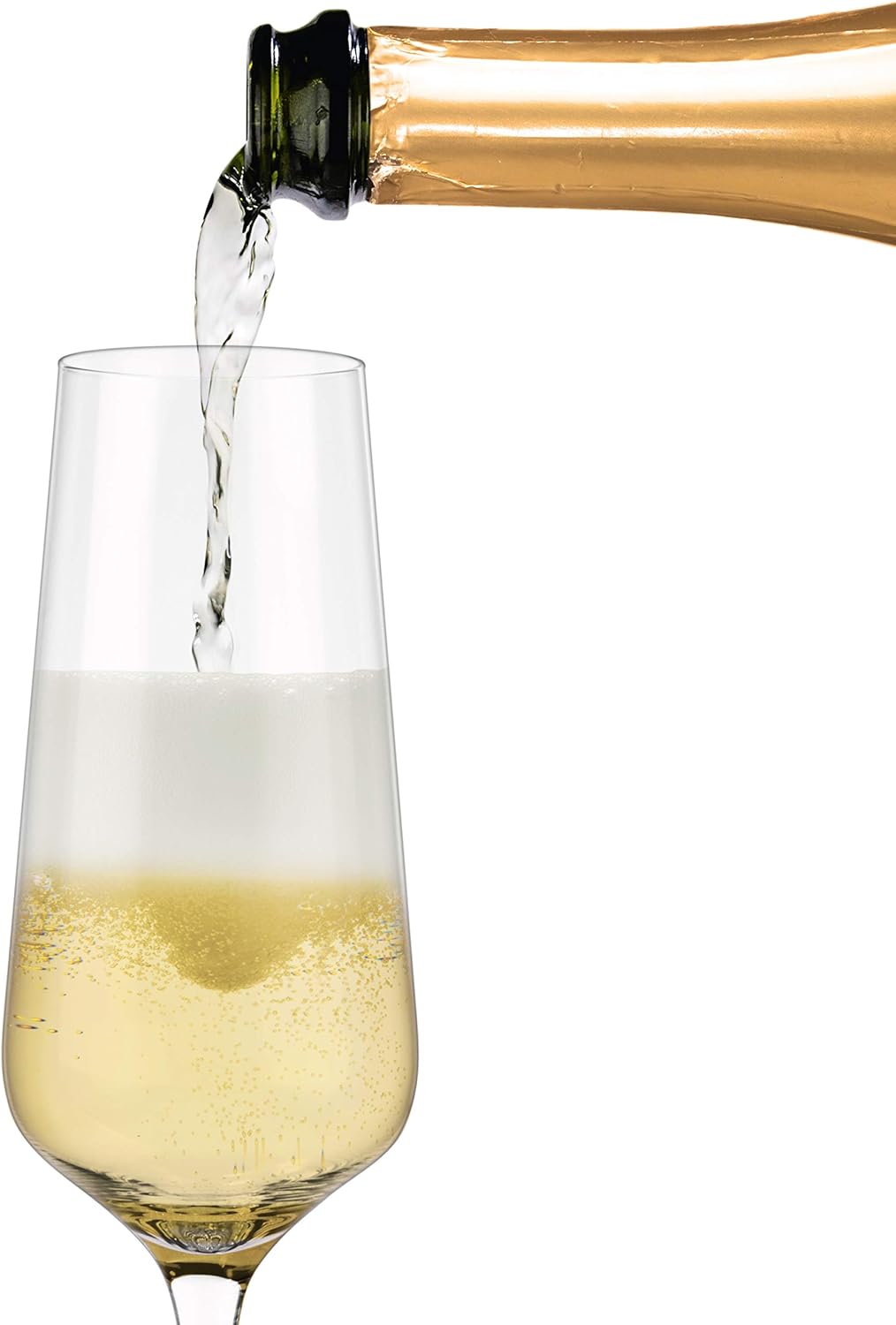 Luxbe - Champagne Crystal Flutes Glasses, Set of 2 - Modern Elegant Sparking Wine Glasses, Hand Blown - Gift for Wedding, Anniversary, Christmas - 12oz / 350ml - Image 2