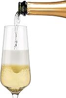 Vista 2 de Luxbe - Copas de copa de cristal de champán, juego de 4 copas de vino modernas y elegantes, sopladas a mano - Buenas para bodas, aniversarios