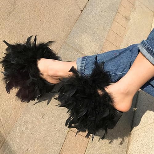 Miniatura 7 de HaiMay Paquete de 2 boas de plumas de pavo para fiestas de ropa de manualidades, 4.4 yardas 40G60G80G Boas de plumas