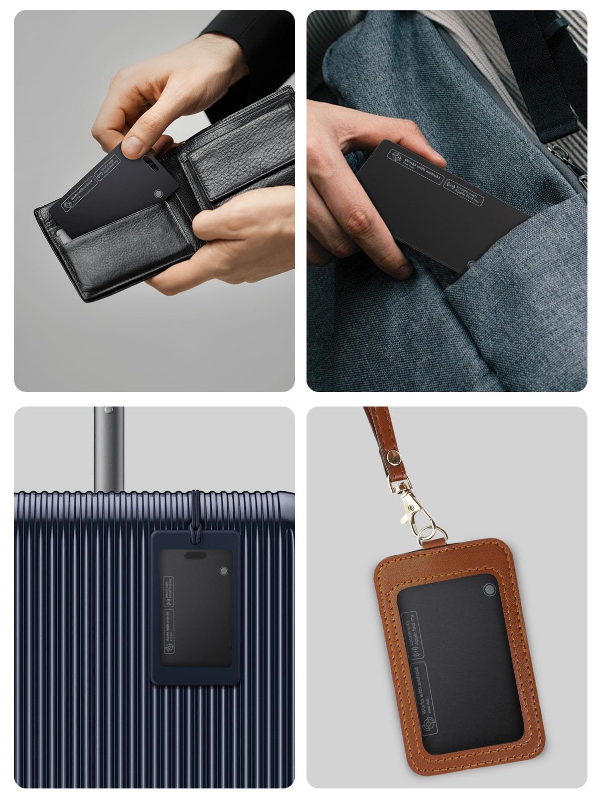 Tracker Karte für iPhone & Android, Tracking Card mit Apple Find My & Google's Find Hub, Wiederaufladbare Wallet Tracker Karte für Geldbeutel, Gepäck, Kreditkarte (für iOS & Android, 2 Pack)