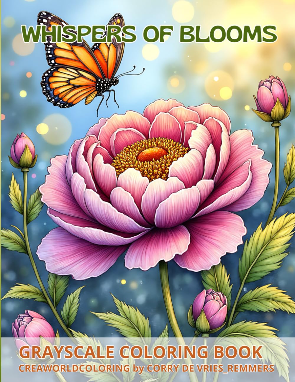 Whispers of Blooms: grayscale coloring book for adults