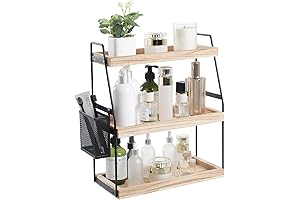 3-Tier Standing Counter Shelf with Basket for Kitchen and Bathroom