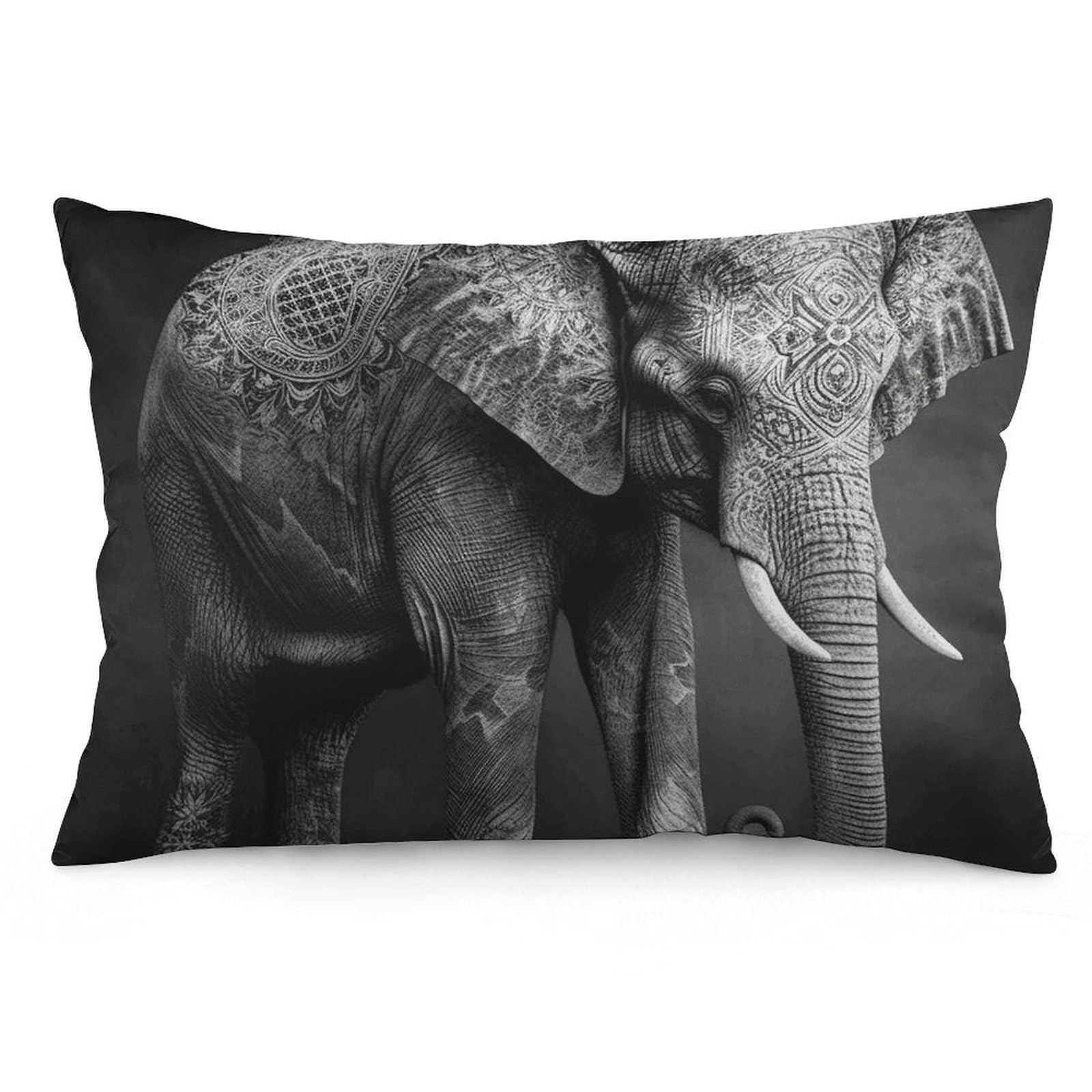 NTVOWPZO 2 Pack Decoration Throw Pillow Covers 16 "x24 Pillowcases Covers Black and White Elephant Image Pillowcases Modern Farmhouse Home Decor Sofa Cushions Covers for Couch Bed Living Room