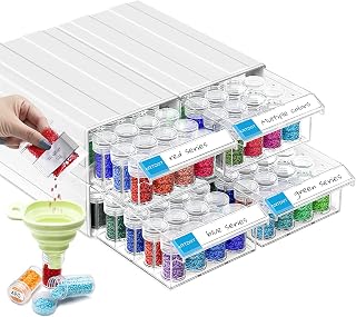 Diamond Painting Storage Containers, 4 Pack Stackable Bead Organizers with 128 Slots and Diamond Art Accessories and Tools for Beads Nail Pill Rhinestones Seed