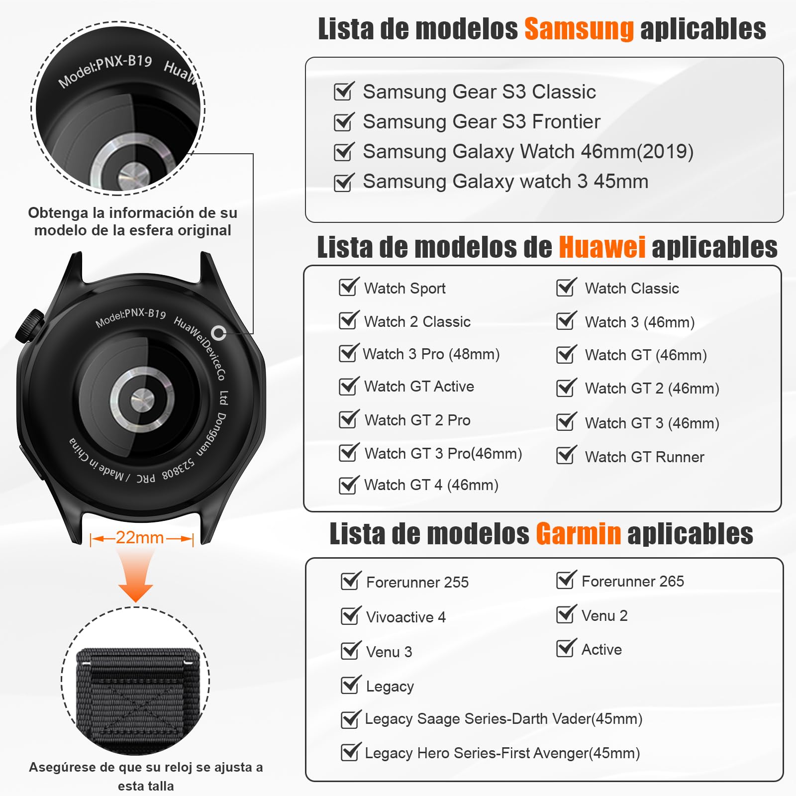 NotoCity Correa para Huawei Watch GT2/3/4/5/Pro 46mm/GT Runner, 22mm Nylon Banda para Samsung Galaxy Watch 3 45mm/Galaxy Watch 46mm/Gear S3 Classic — view 2