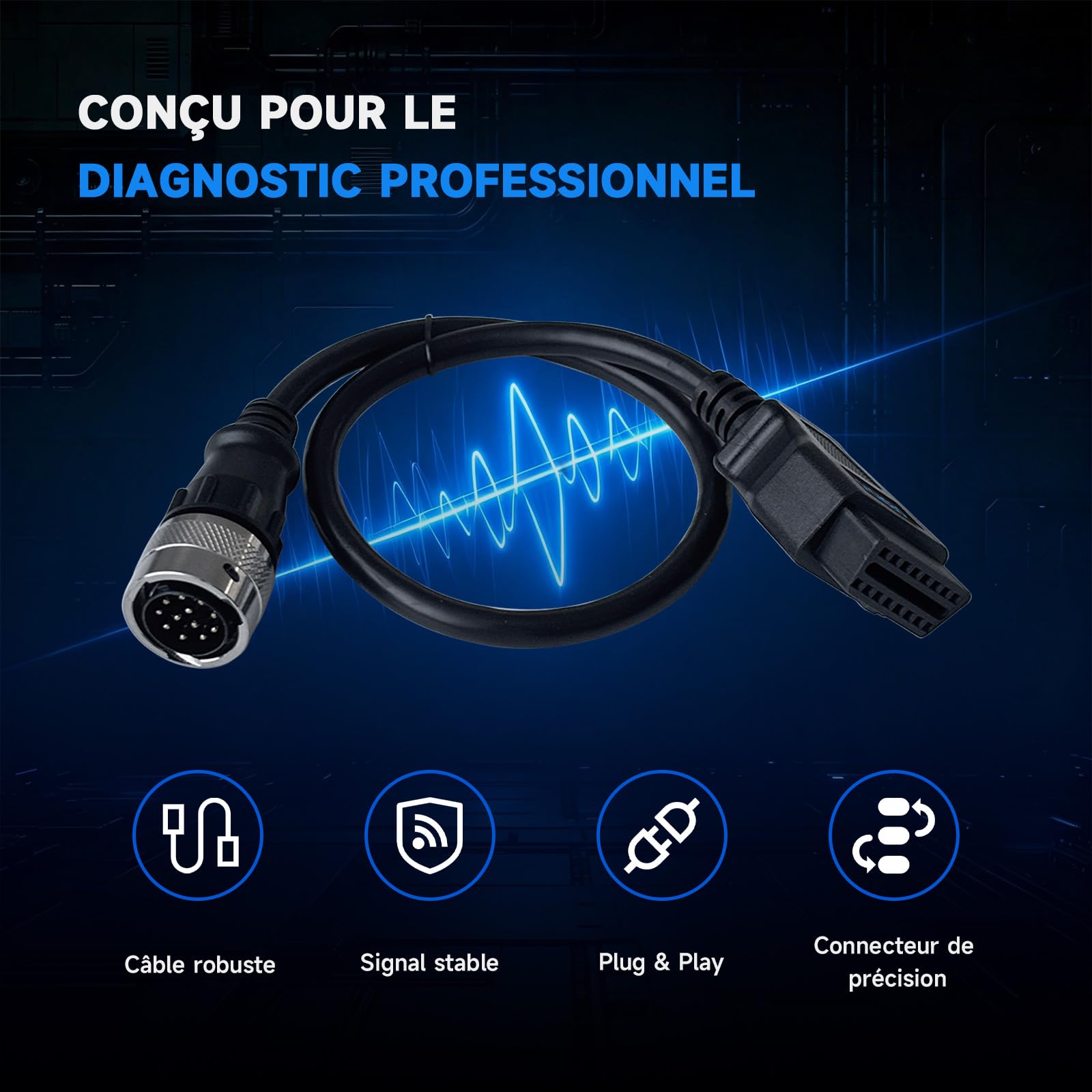 Câble de diagnostic OBD compatible avec Deutz 12 broches vers OBD2