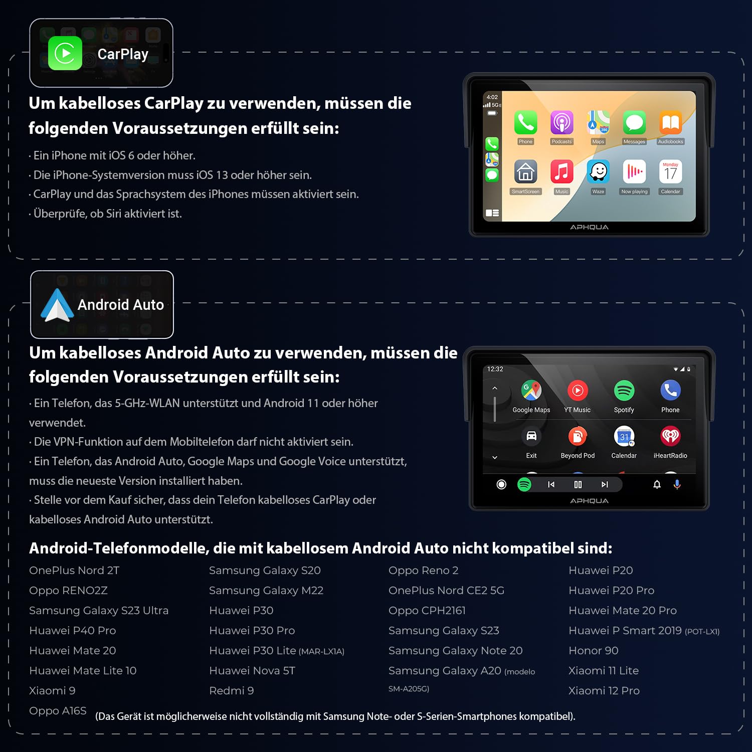 A522 Motorrad CarPlay Display 5 Zoll, Kabelloses Apple CarPlay & Android Auto,IP67 Wasserdichtes Motorrad Navi,Dual Bluetooth,GPS Navigation,Sprachsteuerung,Touchscreen,USB/Acc Stromversorgung