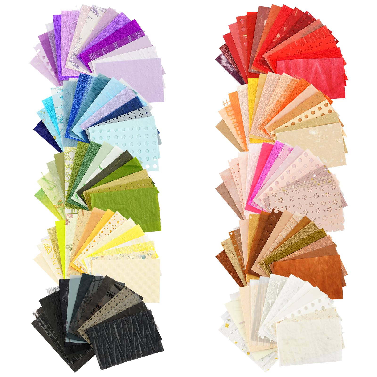 Photo 1 of 160 Sheets Textured Scrapbook Paper & Mesh Fabric Assorted Set | 10 Mixed Colors | Decorative Paper for Scrapbooking Journaling, Planners, Card Making, Decoupage | 4.72" x 3.14"