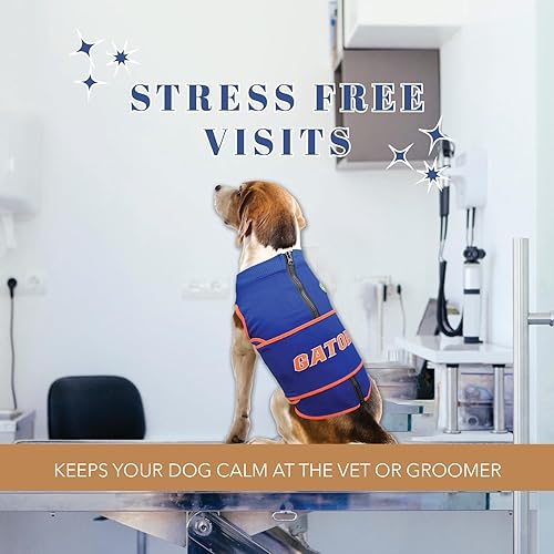 Miniatura 6 de NCAA Florida Gators - Chaleco calmante para la ansiedad para perros y gatos con ansiedad, miedos, fuegos artificiales, ruidos fuertes, oscuro,