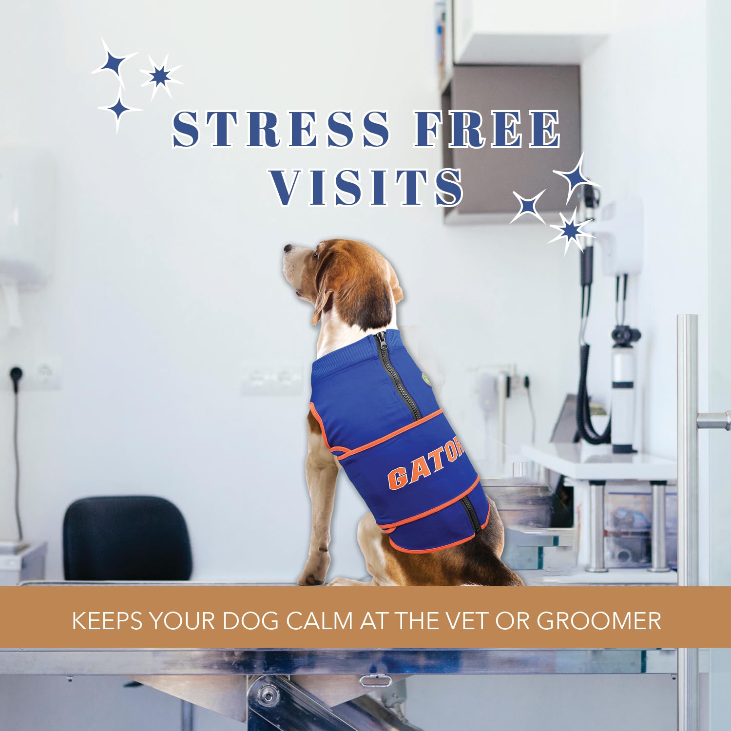 NCAA Florida Gators - Chaleco calmante para la ansiedad para Perros, para Perros y Gatos con ansiedad, miedos, Fuegos Artificiales, Ruidos Fuertes, Oscuro, Solitario, Mantiene a los Perros tranquilos