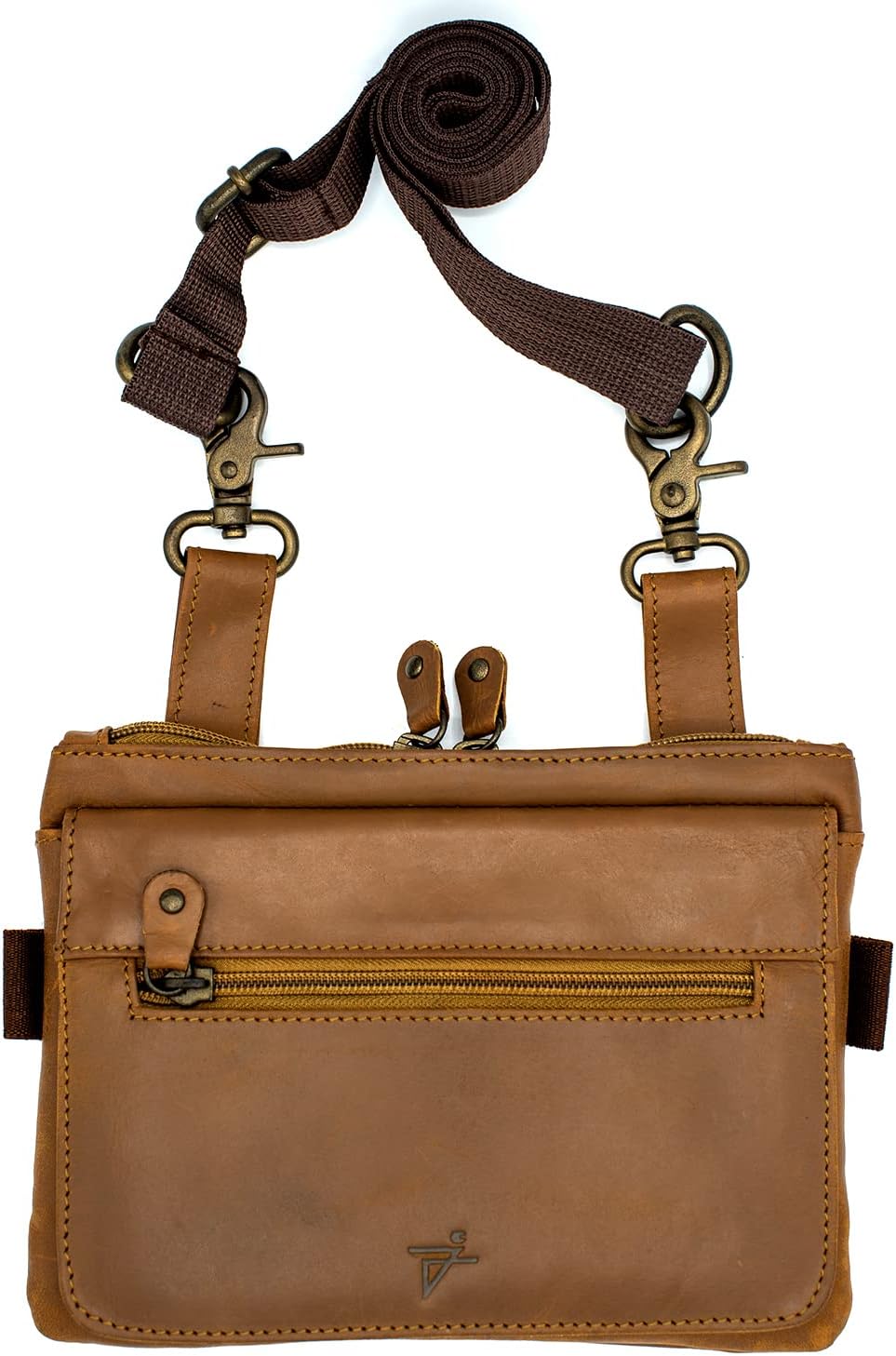 Leather Waist Bags, Crazy Horse Genuine Leather Hip waist Belt Bag For Women, Crossbody Bags Clipon Fanny Pack Made In Pakistan (Rustic Brown)